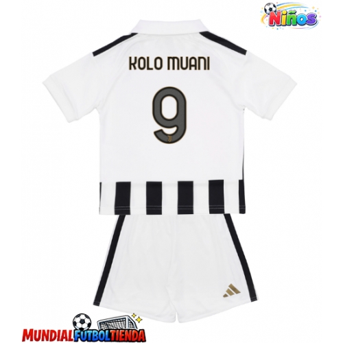 Camiseta Juventus Randal Kolo Muani #9 Primera Equipación Replica 2026-27 para niños mangas cortas (+ Pantalones cortos)